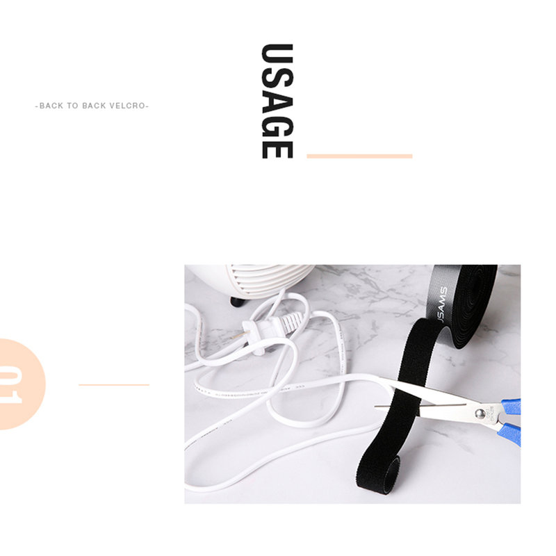 Organizator cabluri / Velcro USAMS US-ZB060 Make Your Sense 50cm - ZB60ZD01 - Black