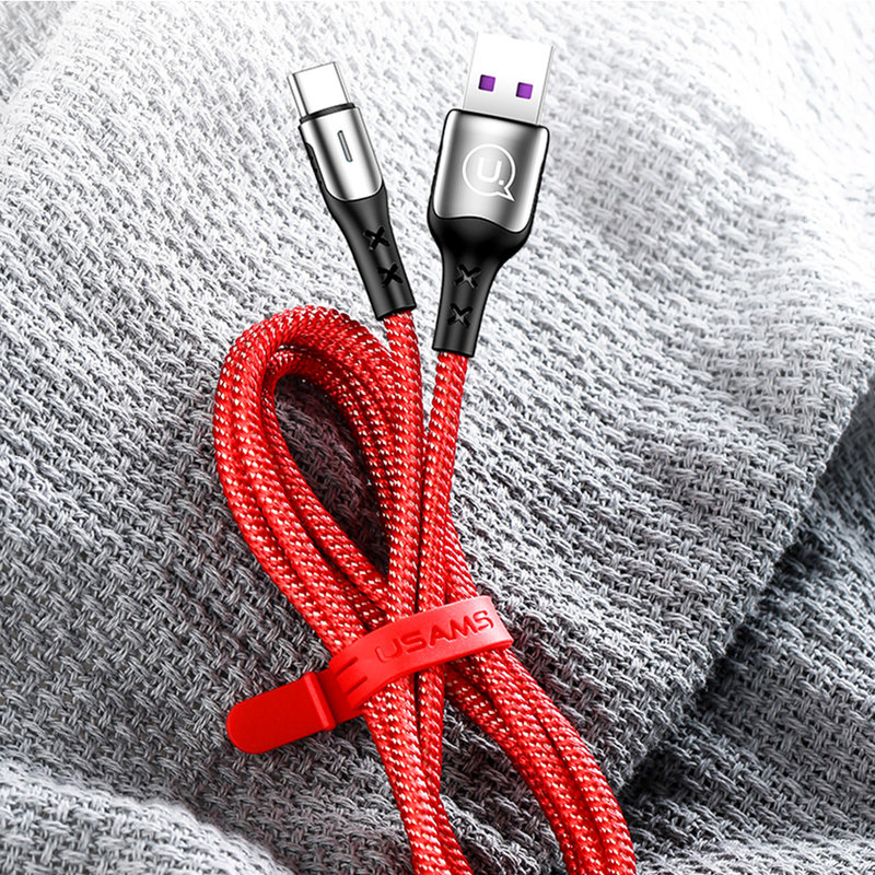 Cablu de date USAMS U27 Fast Charging USB to Type-C 1.2M - 5A - US-SJ319 - Red