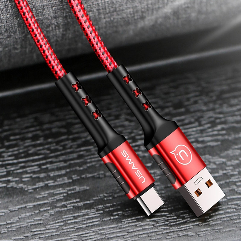 Cablu de date USAMS U27 Fast Charging USB to Type-C 1.2M - 5A - US-SJ319 - Red