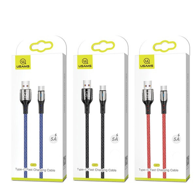 Cablu de date USAMS U27 Fast Charging USB to Type-C 1.2M - 5A - US-SJ319 - Blue