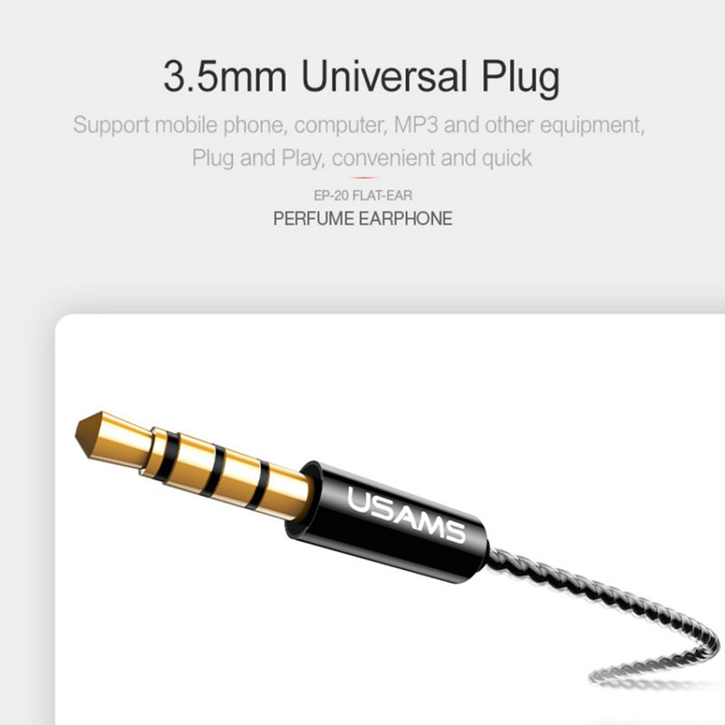 Casti In-Ear Cu Microfon USAMS EP-20 Flat-ear Perfume Earphone Wire 3.5mm - US-SJ190 - Black