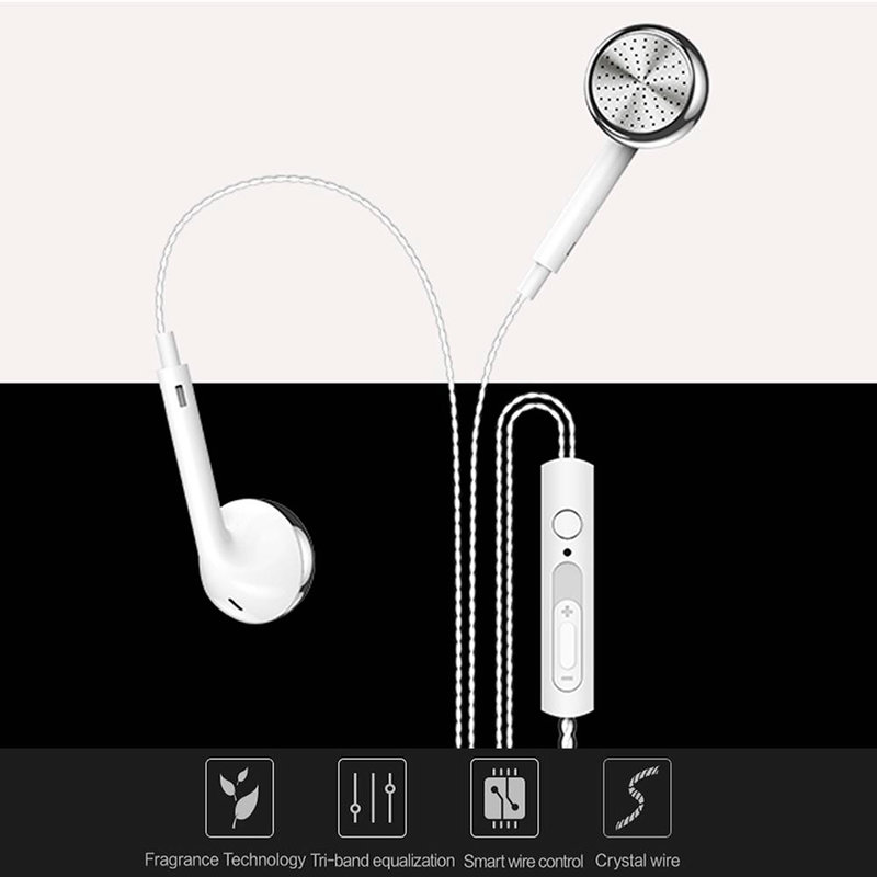 Casti In-Ear Cu Microfon USAMS EP-20 Flat-ear Perfume Earphone Wire 3.5mm - US-SJ190 - White