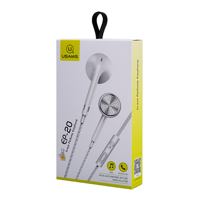Casti In-Ear Cu Microfon USAMS EP-20 Flat-ear Perfume Earphone Wire 3.5mm - US-SJ190 - White