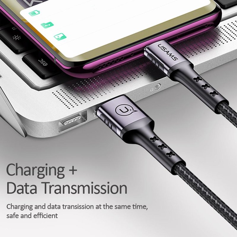 Cablu de date USAMS U24 Fast Charging USB to Type-C 1.2M - 5A - US-SJ289 - Red