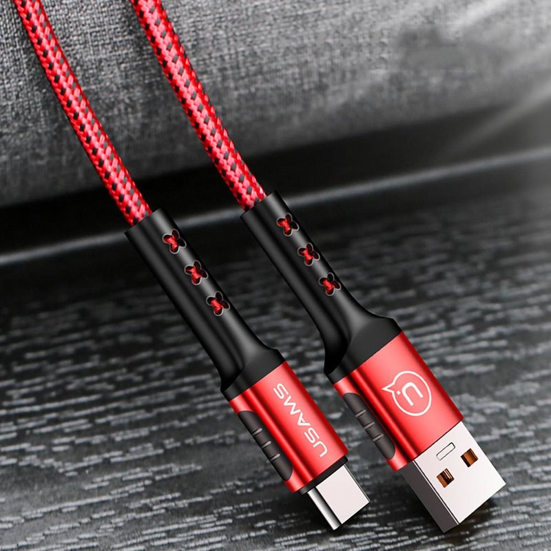 Cablu de date USAMS U24 Fast Charging USB to Type-C 1.2M - 5A - US-SJ289 - Red