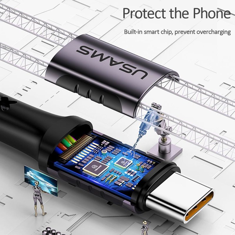 Cablu de date USAMS U24 Fast Charging USB to Type-C 1.2M - 5A - US-SJ289 - Red