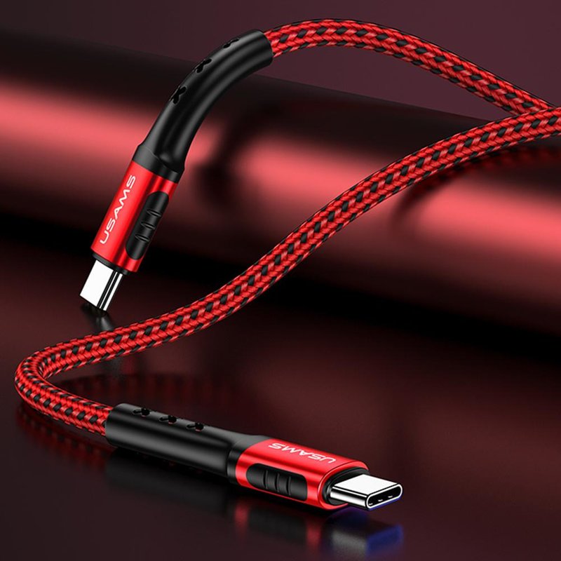 Cablu de date USAMS U24 Fast Charging USB to Type-C 1.2M - 5A - US-SJ289 - Red