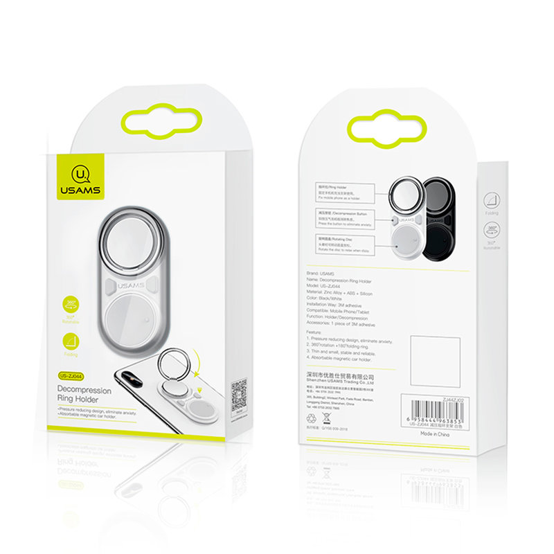 Suport Pentru Telefon/Tableta Auto USAMS Decompression iRing Holder - US-ZJ044 - Black