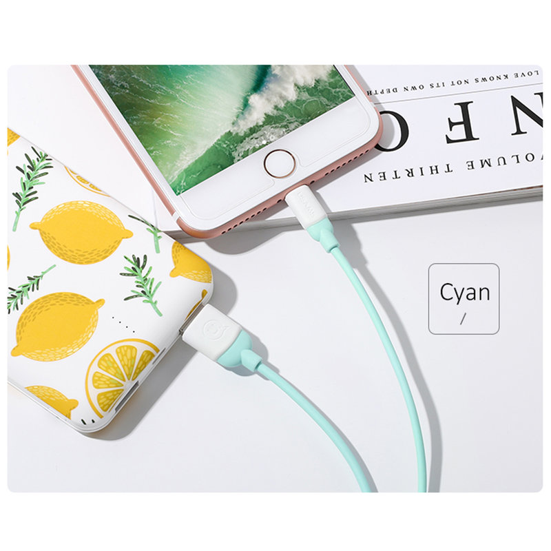 Cablu de date USAMS Ice Cream Fast Charge USB to Micro-USB 1M - US-SJ247 - Turquoise