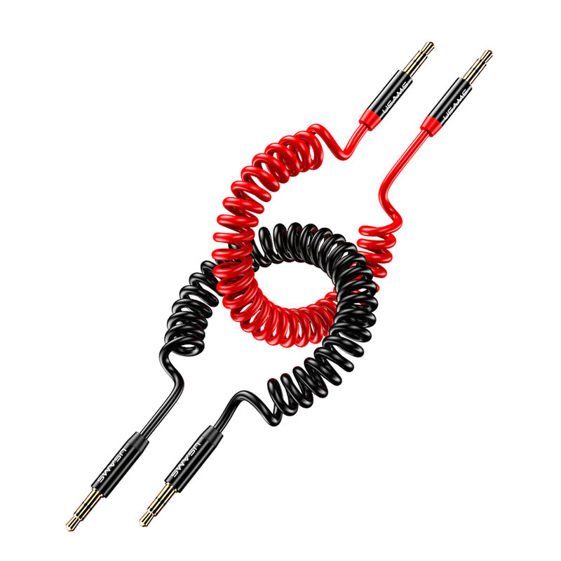 Cablu auxiliar spiralat USAMS aux 2x Jack, 1.2m, US-SJ256, negru