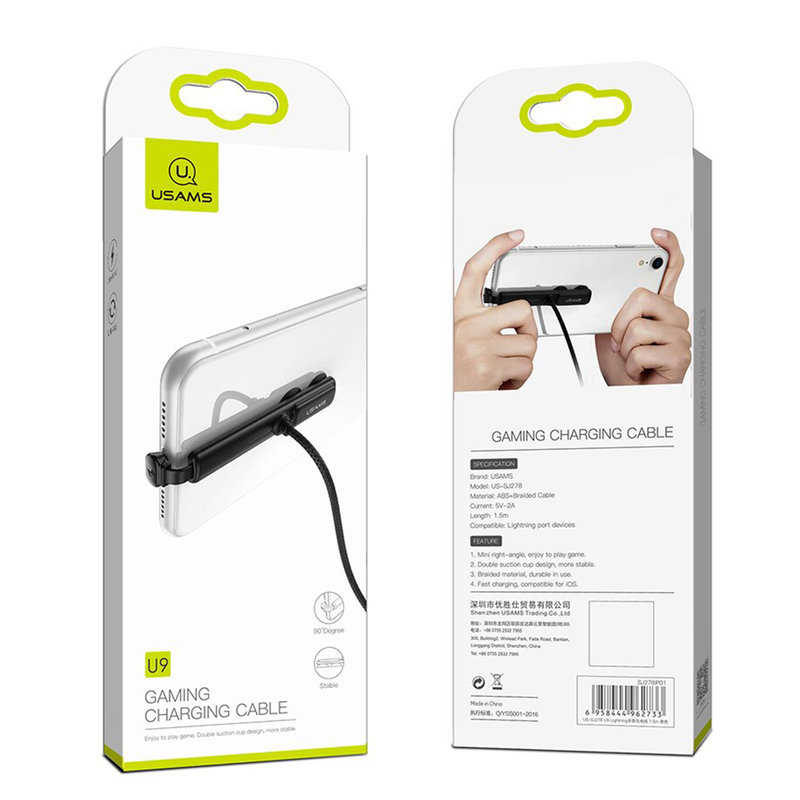 Cablu de date USB to Lightning USAMS U9 Gaming Data&Charging - US-SJ278 - Black