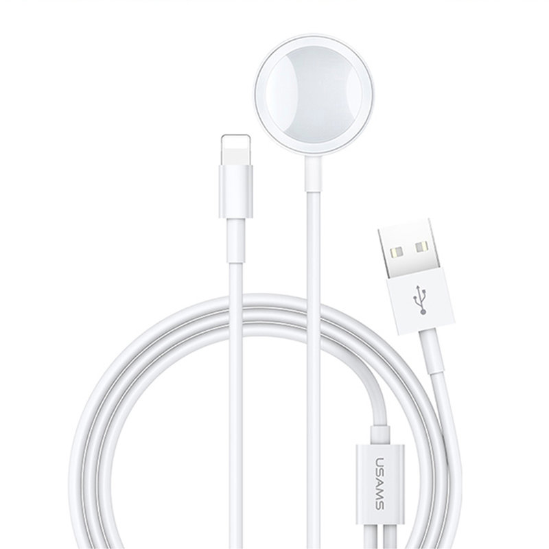 Incarcator Wireless USAMS For Apple Watch Magnetic 2IN1 USB+Lightning - US-CC076 - White