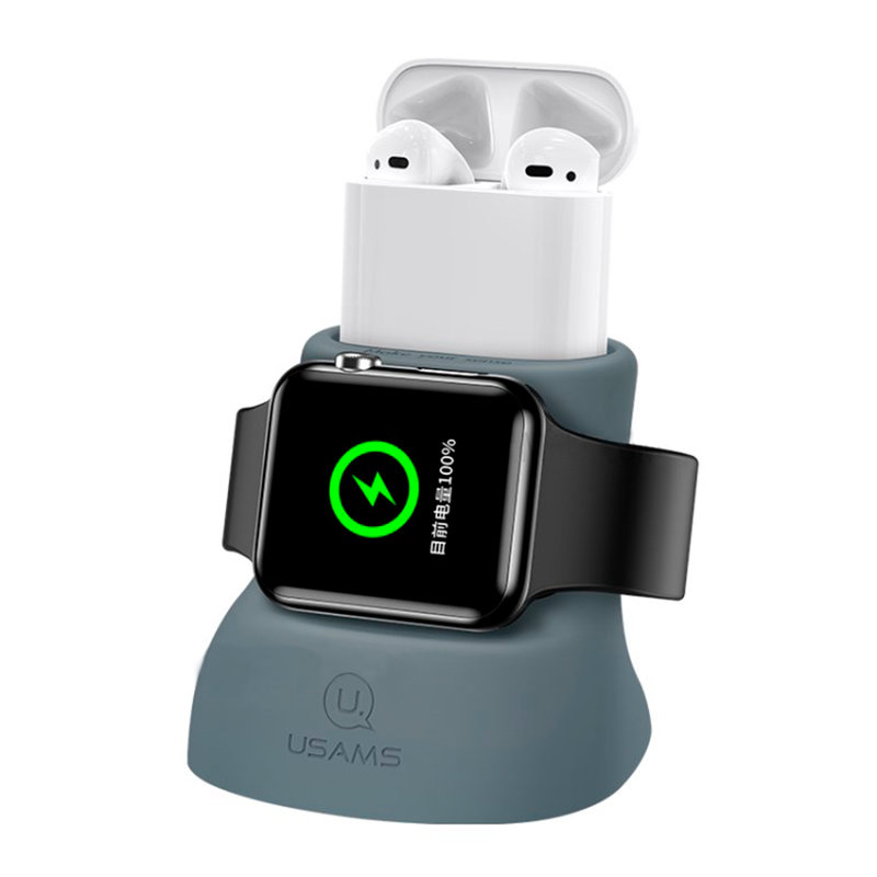Suport De Incarcare USAMS 2IN1 For Apple Watch And AirPods - US-ZJ051 - Gray