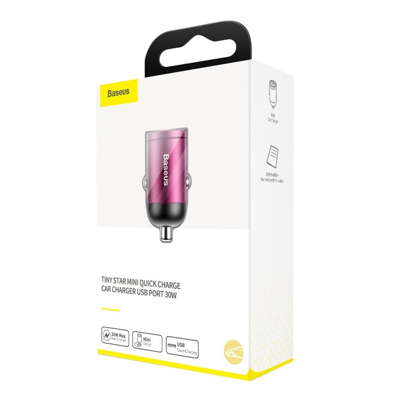 Incarcator Auto Baseus Tiny Star Mini Quick Charge USB Port 30W - VCHX-A04 - Pink