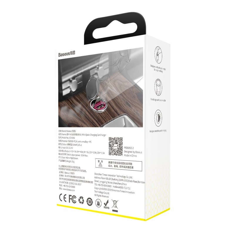 Incarcator Auto Baseus Tiny Star Mini Quick Charge USB Port 30W - VCHX-A04 - Pink