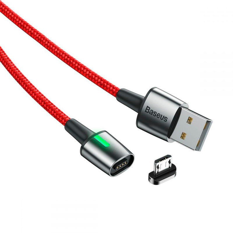 Cablu De Date Baseus Zinc Magnetic USB For Micro-USB 2.4A 1M - CAMXC-A09 - Red