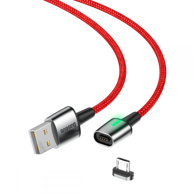 Cablu De Date Baseus Zinc Magnetic USB For Micro-USB 2.4A 1M - CAMXC-A09 - Red
