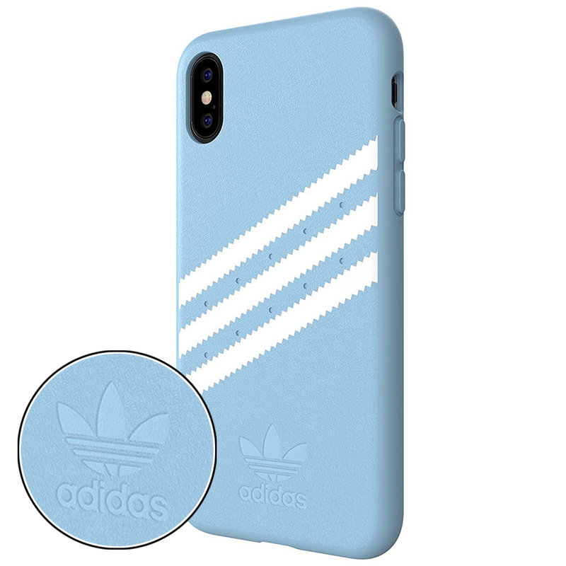 Bumper iPhone X, iPhone 10 Adidas 3 Stripes Suede - Light Blue