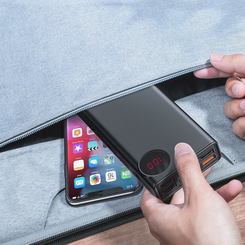 Acumulator extern 30000 mAh Baseus MuLight Quick Charge 3.0 - PPMY-01 - Negru