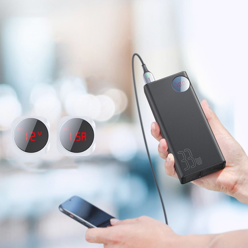 Acumulator extern 30000 mAh Baseus MuLight Quick Charge 3.0 - PPMY-01 - Negru