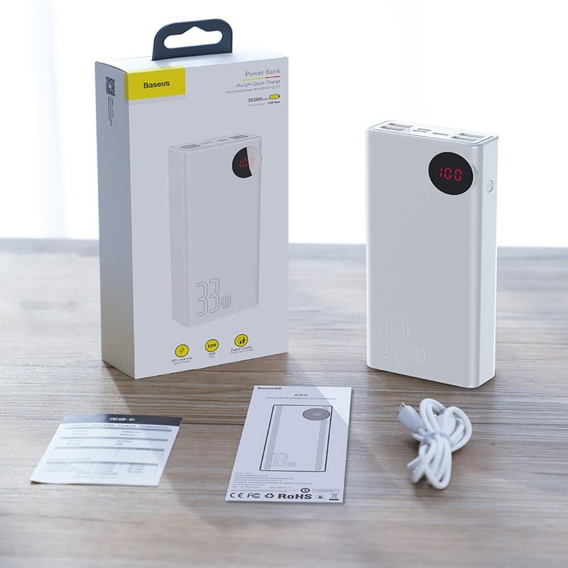 Acumulator extern 30000 mAh Baseus MuLight Quick Charge 3.0 - PPMY-01 - Negru