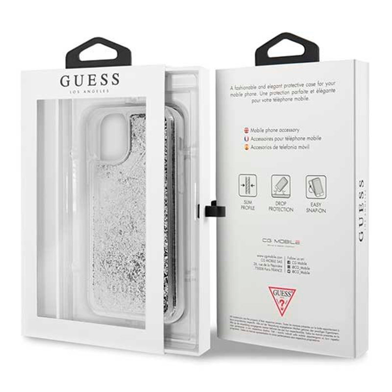 Husa Telefon iPhone 11 Pro Max Guess Liquid Glitter - GUHCN65GLHFLSI - Silver