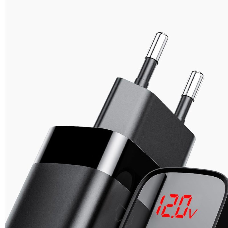 Incarcator Priza Baseus Mirror Lake USB/Type-C Quick Charge 18W Cu Display - CCJMHC-A02 - Alb