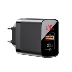 Incarcator Priza Baseus Mirror Lake USB/Type-C Quick Charge 18W Cu Display - CCJMHC-A01 - Negru