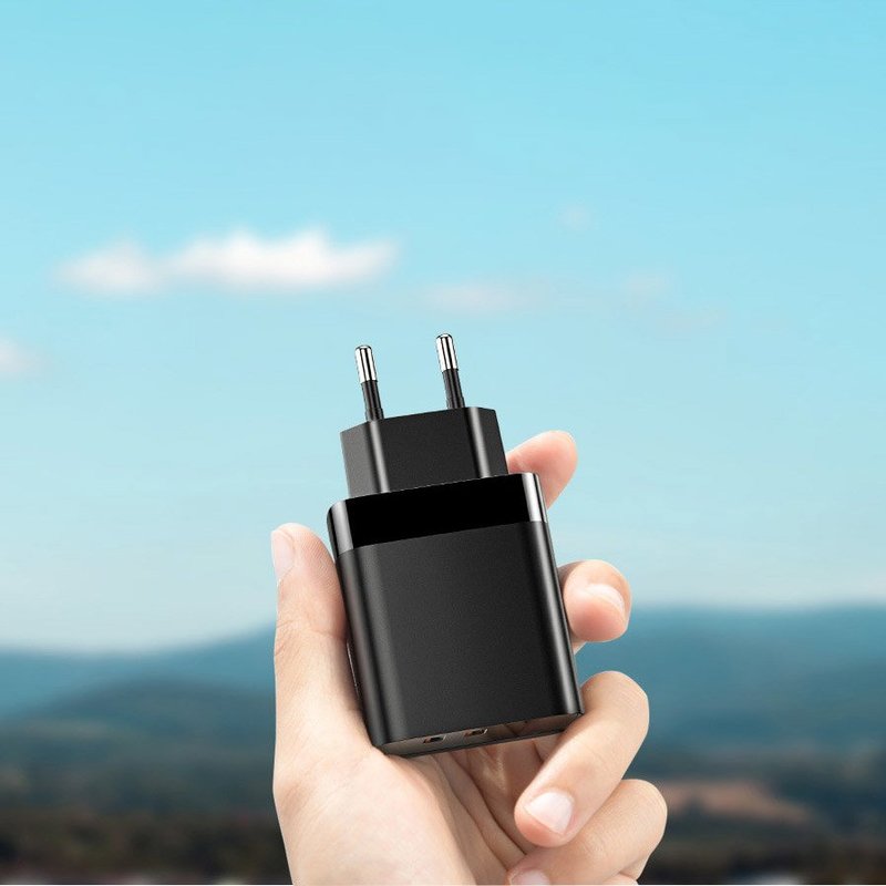 Incarcator Priza Baseus Mirror Lake USB/Type-C Quick Charge 18W Cu Display - CCJMHC-A01 - Negru