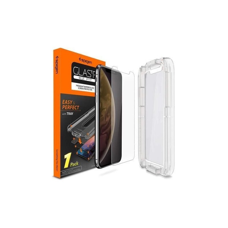 [Pachet 2x] Folie iPhone XS Max Sticla Spigen GlassTR ALIGN - Clear