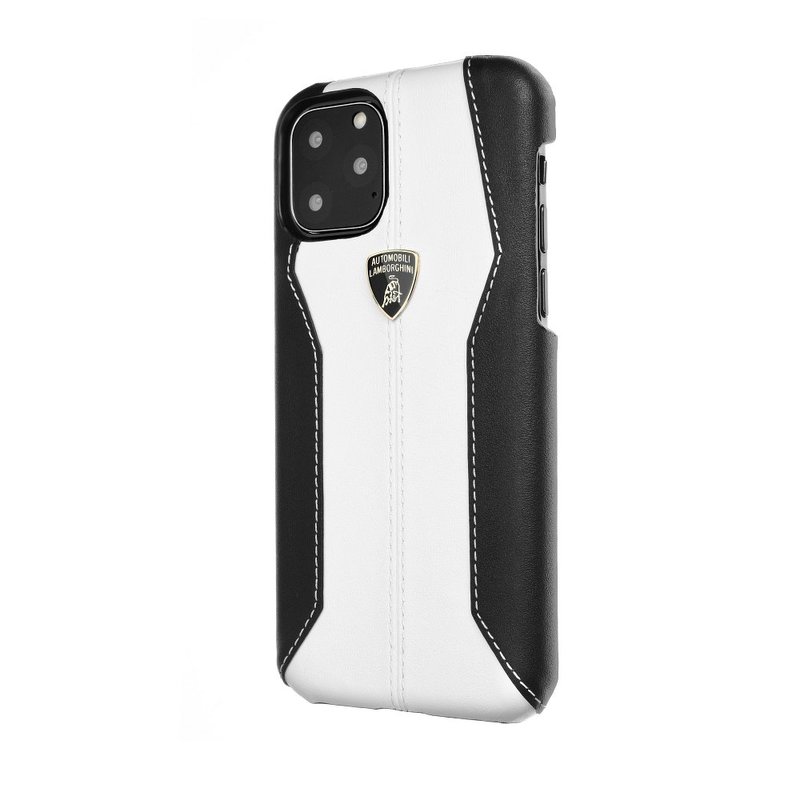 Husa iPhone 11 Lamborghini Huracan D1 Genuine Leather - Alb