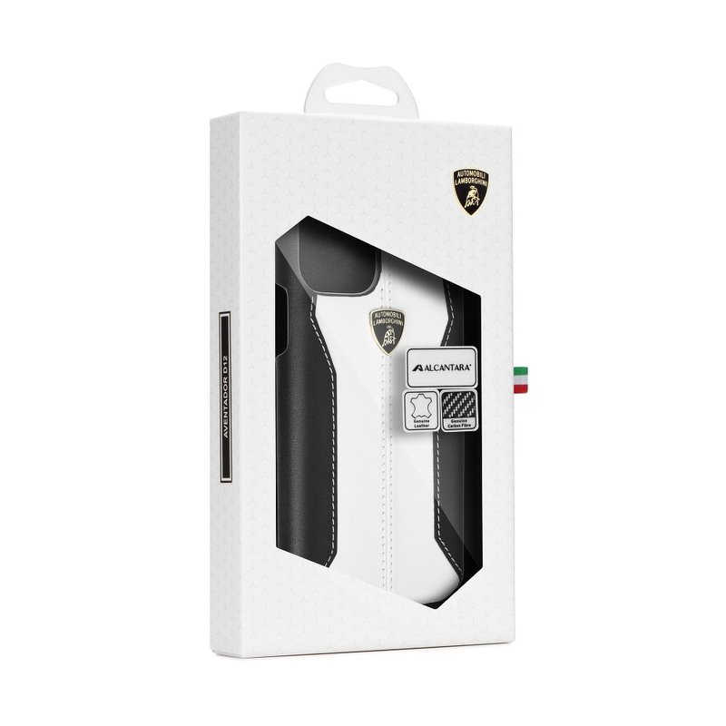 Husa iPhone 11 Lamborghini Huracan D1 Genuine Leather - Alb