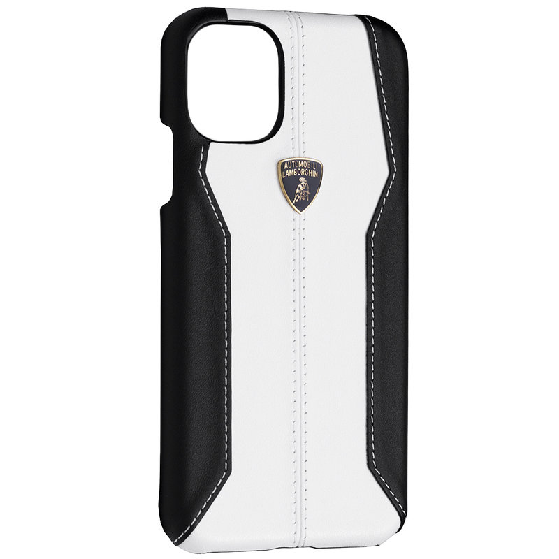 Husa iPhone 11 Lamborghini Huracan D1 Genuine Leather - Alb
