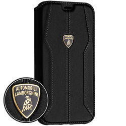 Husa iPhone 11 Pro Max Lamborghini Huracan D1 Genuine Leather Book - Negru