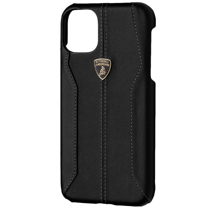 Husa iPhone 11 Lamborghini Huracan D1 Genuine Leather - Negru
