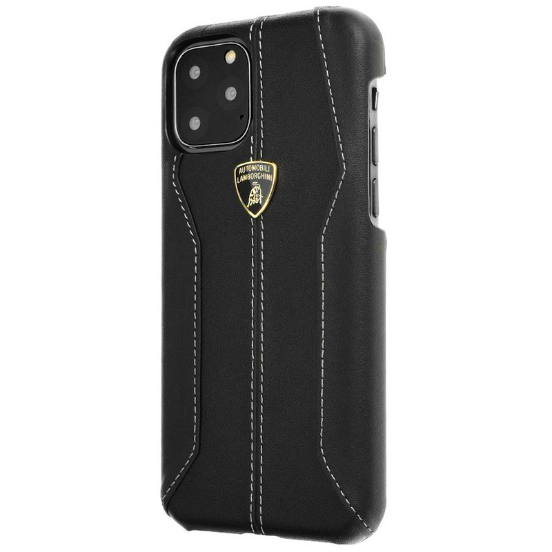 Husa iPhone 11 Pro Max Lamborghini Huracan D1 Genuine Leather - Negru