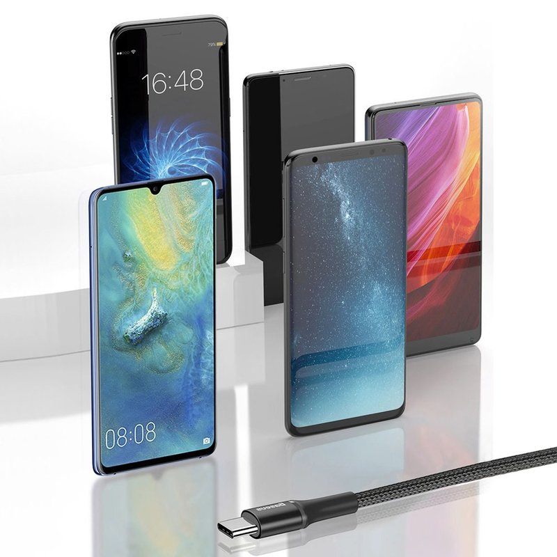 Cablu de date Micro-USB Baseus Halo Data 25CM Lungime Cu Invelis Textil - CAMGH-D01 - Black