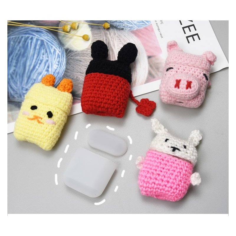 Husa Apple Airpods Din Silicon Cu Protectie Din Lana Tip Iepuras - 7426825374578 - Alb/Roz