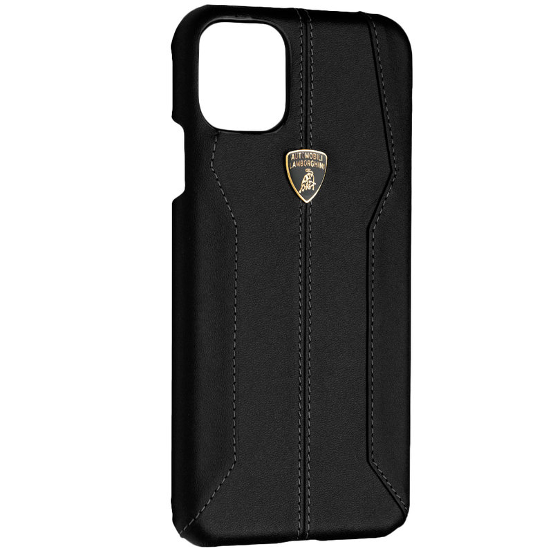Husa iPhone 11 Pro Max Lamborghini Huracan D1 Genuine Leather - Negru