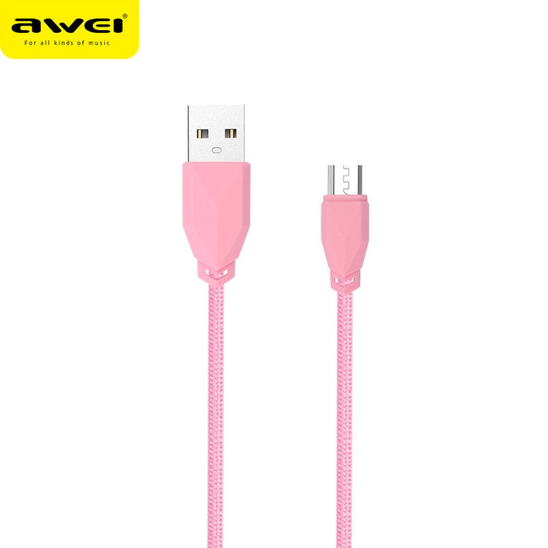 Cablu de date Awei CL-982 Micro-USB Fast Data / Charge – Roz
