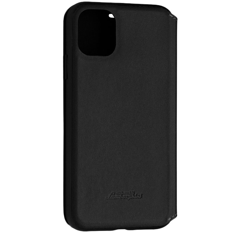 Husa iPhone 11 Pro Max Lamborghini Huracan D1 Genuine Leather Book - Negru
