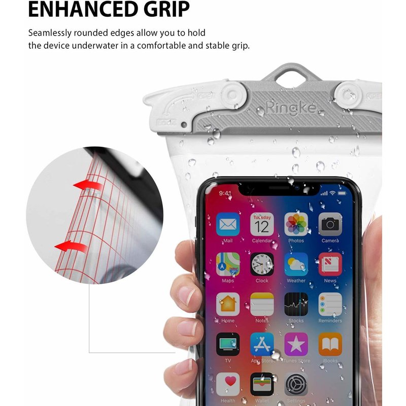 Husa Subacvatica Ringke Waterproof Pouch Cu Inchidere Etansa 6.3 inch - Gri