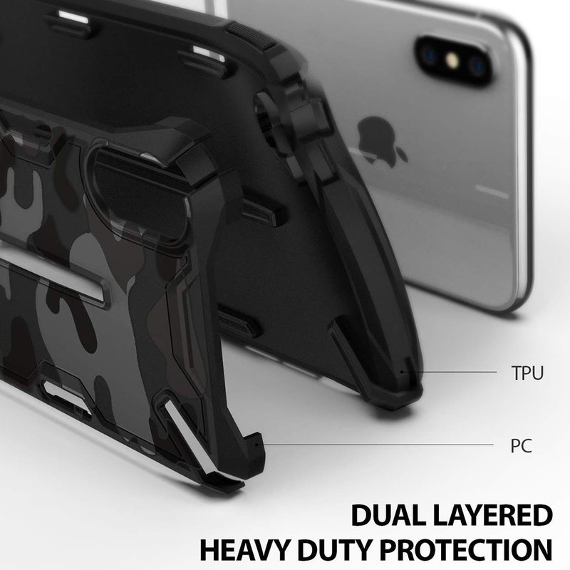 Husa iPhone X, iPhone 10 Ringke Dual-X Design - Camo Black