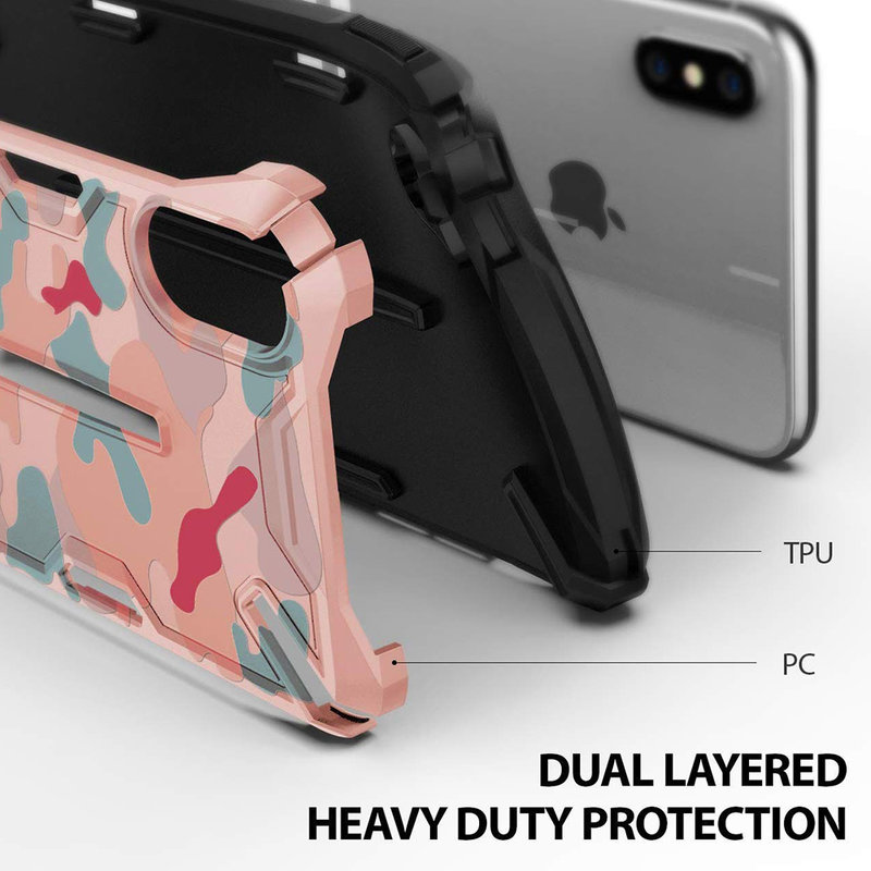 Husa iPhone X, iPhone 10 Ringke Dual-X Design - Camo Pink
