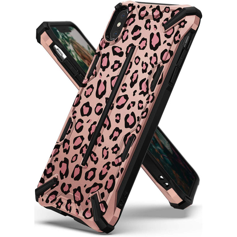 Husa iPhone X, iPhone 10 Ringke Dual-X Design - Leopard Pink