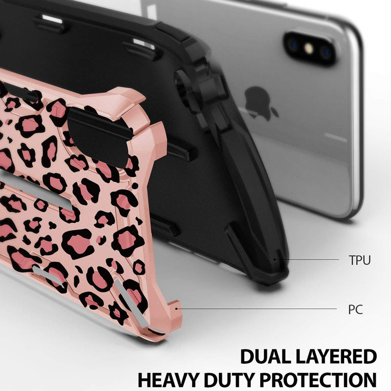 Husa iPhone X, iPhone 10 Ringke Dual-X Design - Leopard Pink