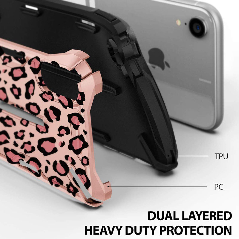 Husa iPhone XR Ringke Dual-X Design - Leopard Pink