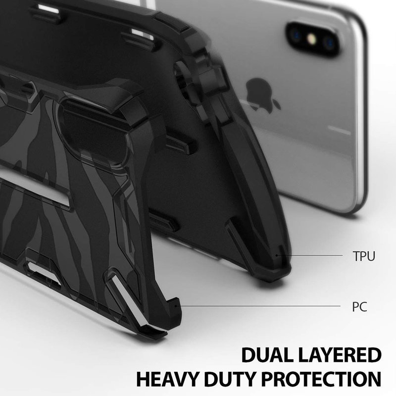 Husa iPhone XS Ringke Dual-X Design - Zebra Black