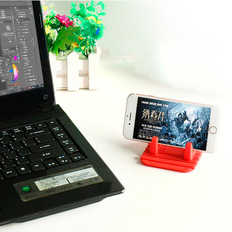  Suport Auto Anti Skid Pad Bracket Din Silicon Pentru Telefon - Rosu