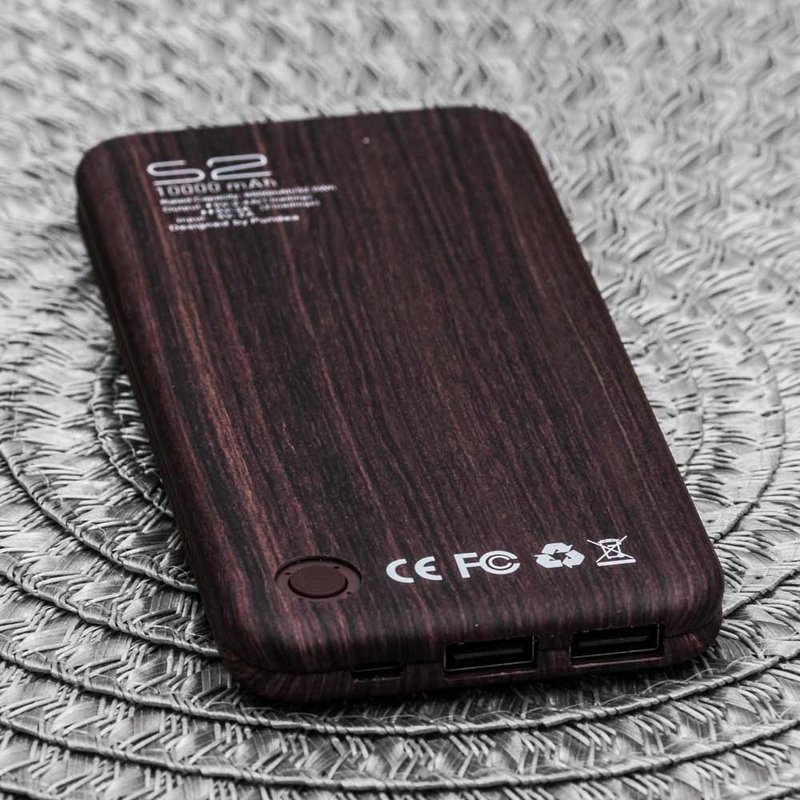 Baterie Externa Puridea S2 10000mAh 2xUSB - Dark Brown Wood Grain